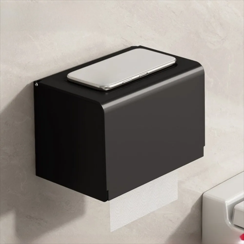 Durable Waterproof Toilet Paper Box Wall Mounted Space Saving Storage Shelf Organizer Stable Reusable Phone Holder Home