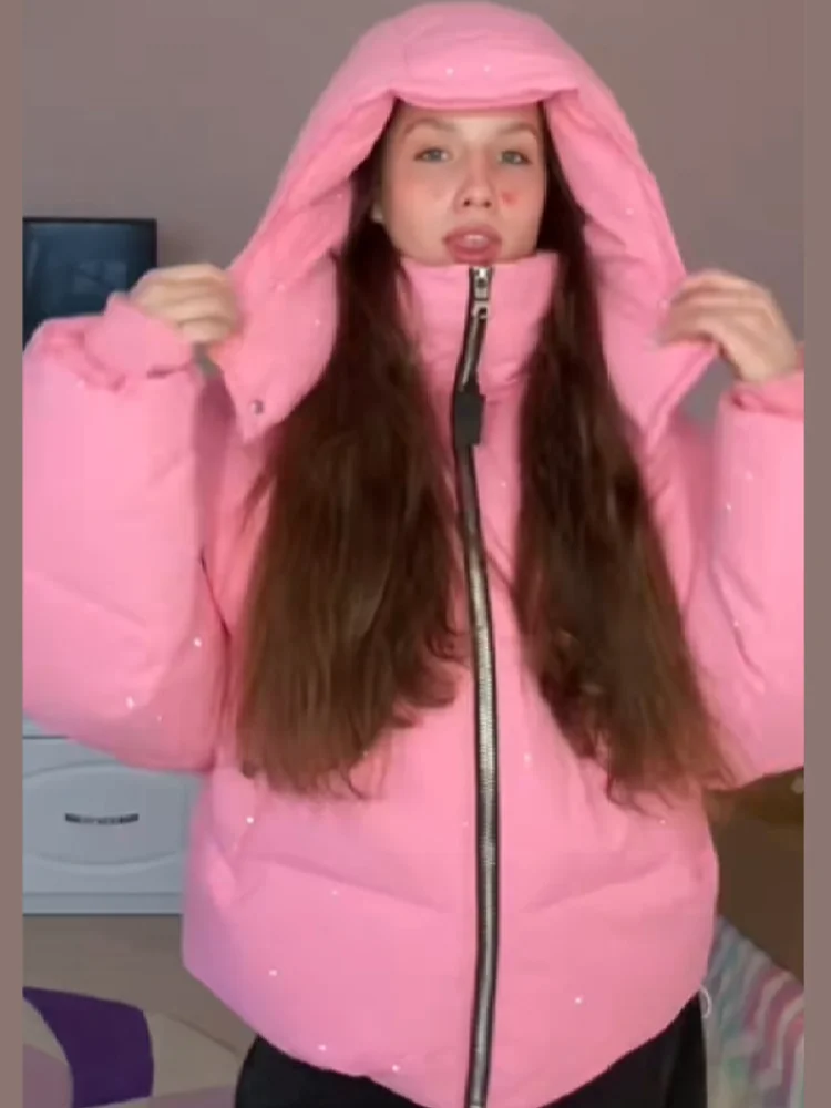 Chaqueta de algodón elegante a la moda con cremallera holgada informal versátil ropa de abrigo elegante tendencia de invierno ropa de calle clásica para mujer