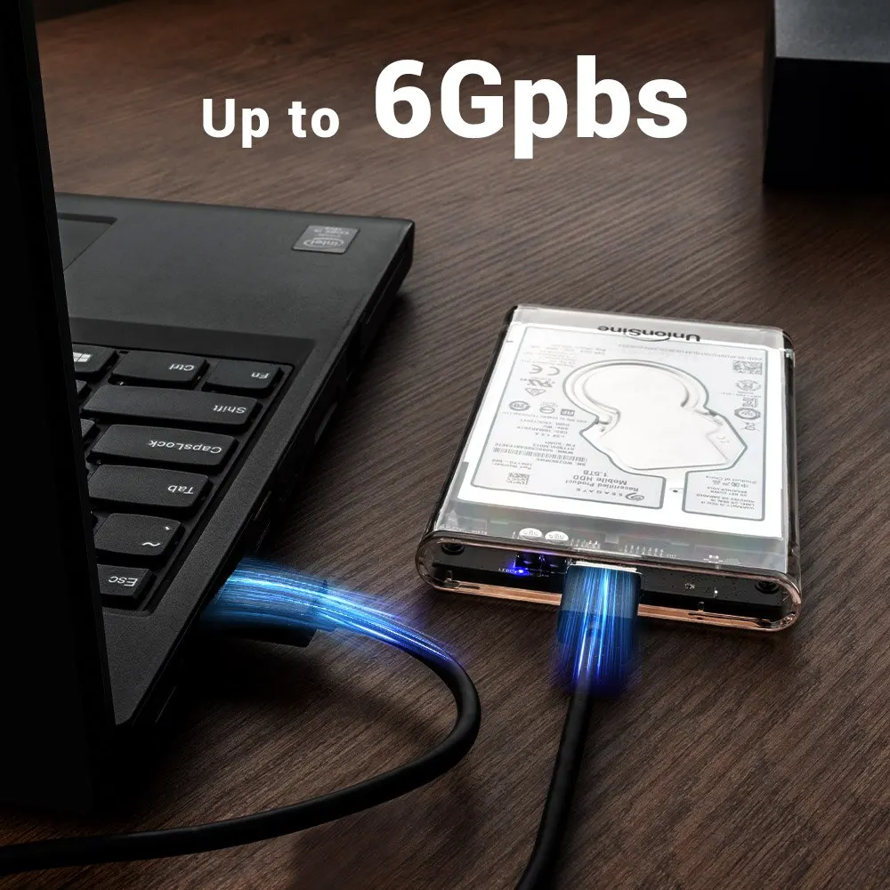 UnionSine MicroB USB3.0 2.5inch External Storage HDD Case SATA 5Gbps HDD SSD Hard Drive Enclosure Support UASP for PC Laptop