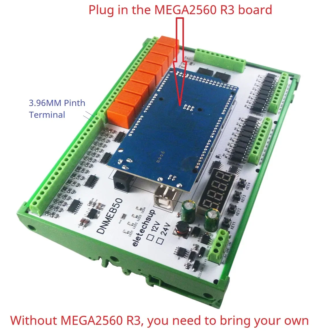 

DNMEB50 16AI-16DI-16DO 4-20MA Current 0-5V/10V/30V Voltage Dry Wet Contact MOS RS485 Relay MEGA2560 R3 Expanding Board