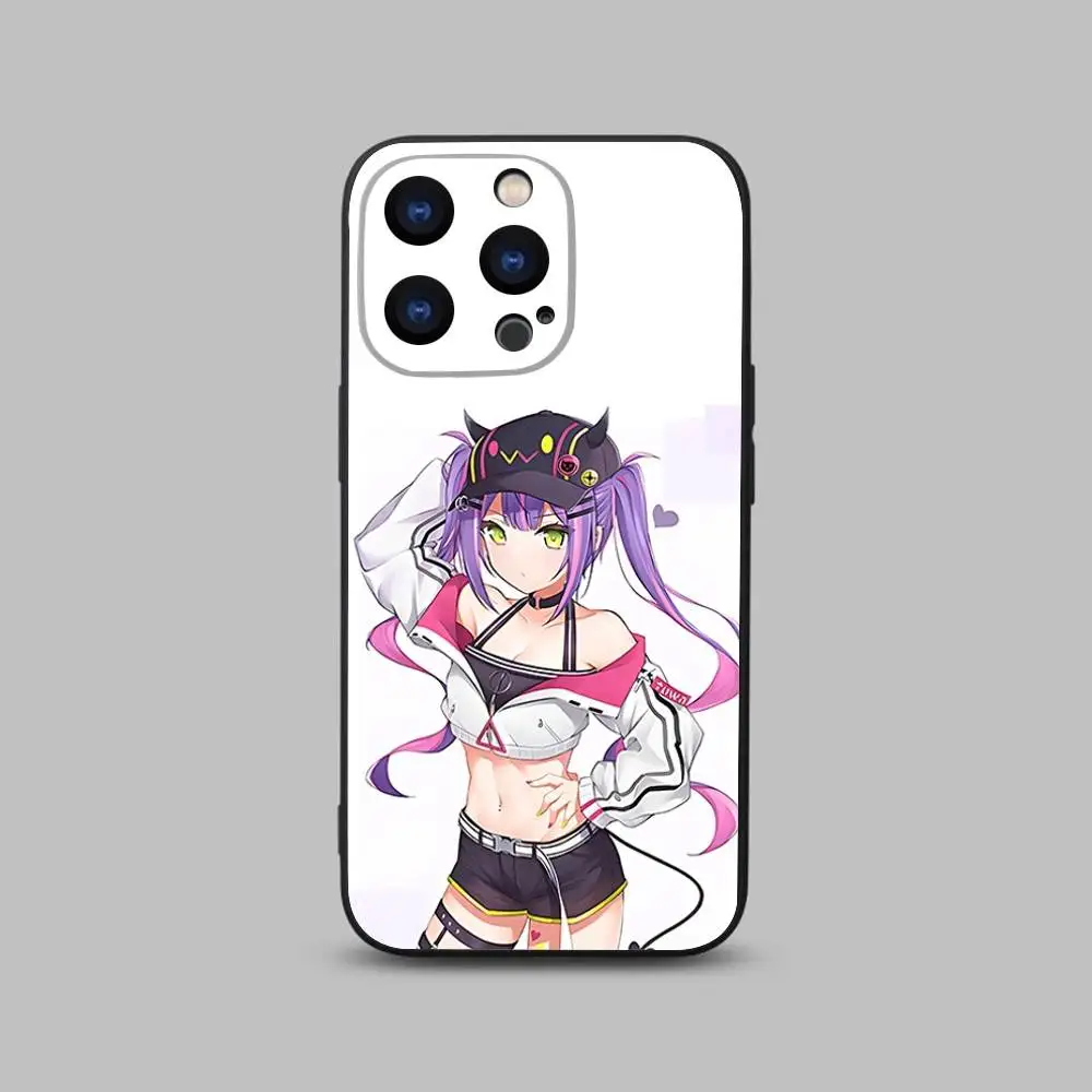 Tokoyami Towa Hololive telefoonhoesje voor iPhone 17,16,15,14,13,12,11,Pro,Max,Plus,X,XS,SE4,E,Mini,zacht zwart hoesje