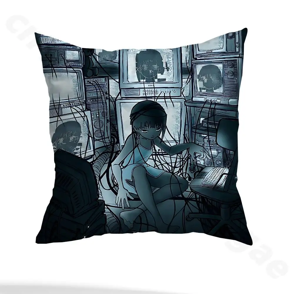 Serial Experiments Lain Pillow Case Sofa Living Room Bedroom Headboard Backrest Cushion Square Cushion Nap Time