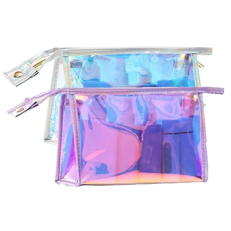 Waterproof Transparent Laser Cosmetic Bag Travel Women Makeup Case Bathroom Make Up Organizer Toiletry Wash Beauty Storage Pouch