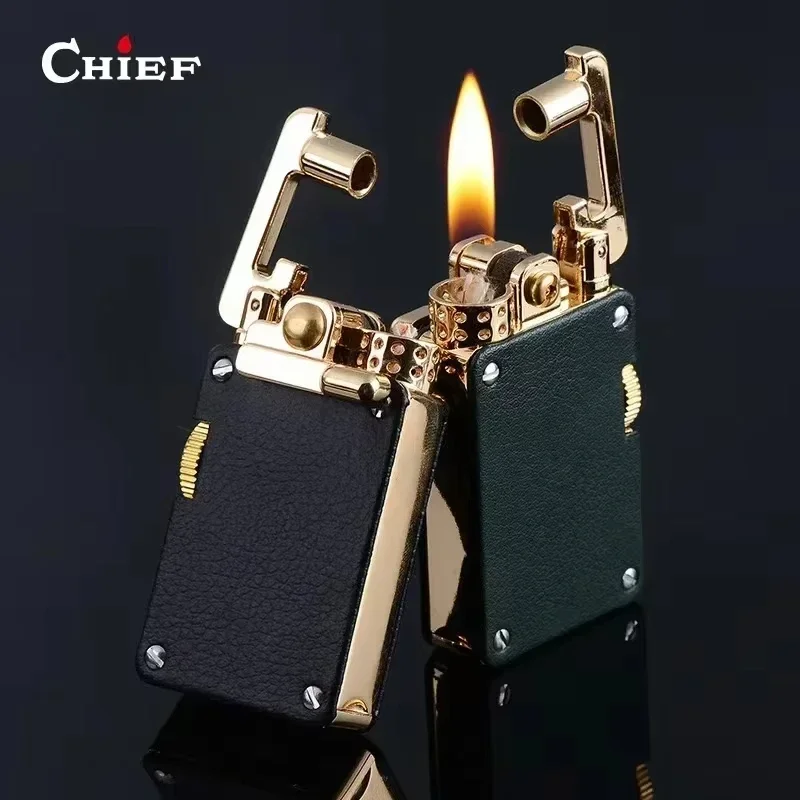 CHIEF Kerosene Lighter Light Luxury Rocker Ejection Ignition Mechanical Personalized Men's Business Gift Collectible