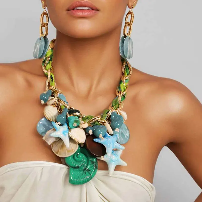 Statement-Vintage-Halskette mit Sternen und Muscheln für Damen und Mädchen, trendiger Vintage-Schmuck für Hochzeiten und Partys