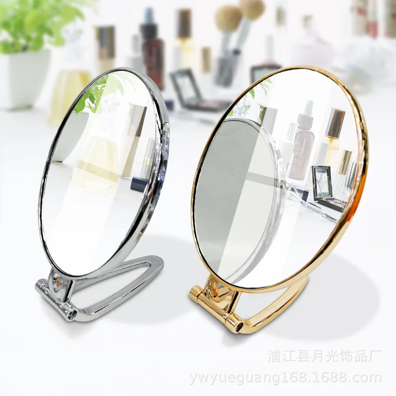 Double Sided Hand Held Mirror -Travel Makeup Mirror with Adjustable Folding Handle, Portable,Gold/Silver/Pink& Round/Oval/Square