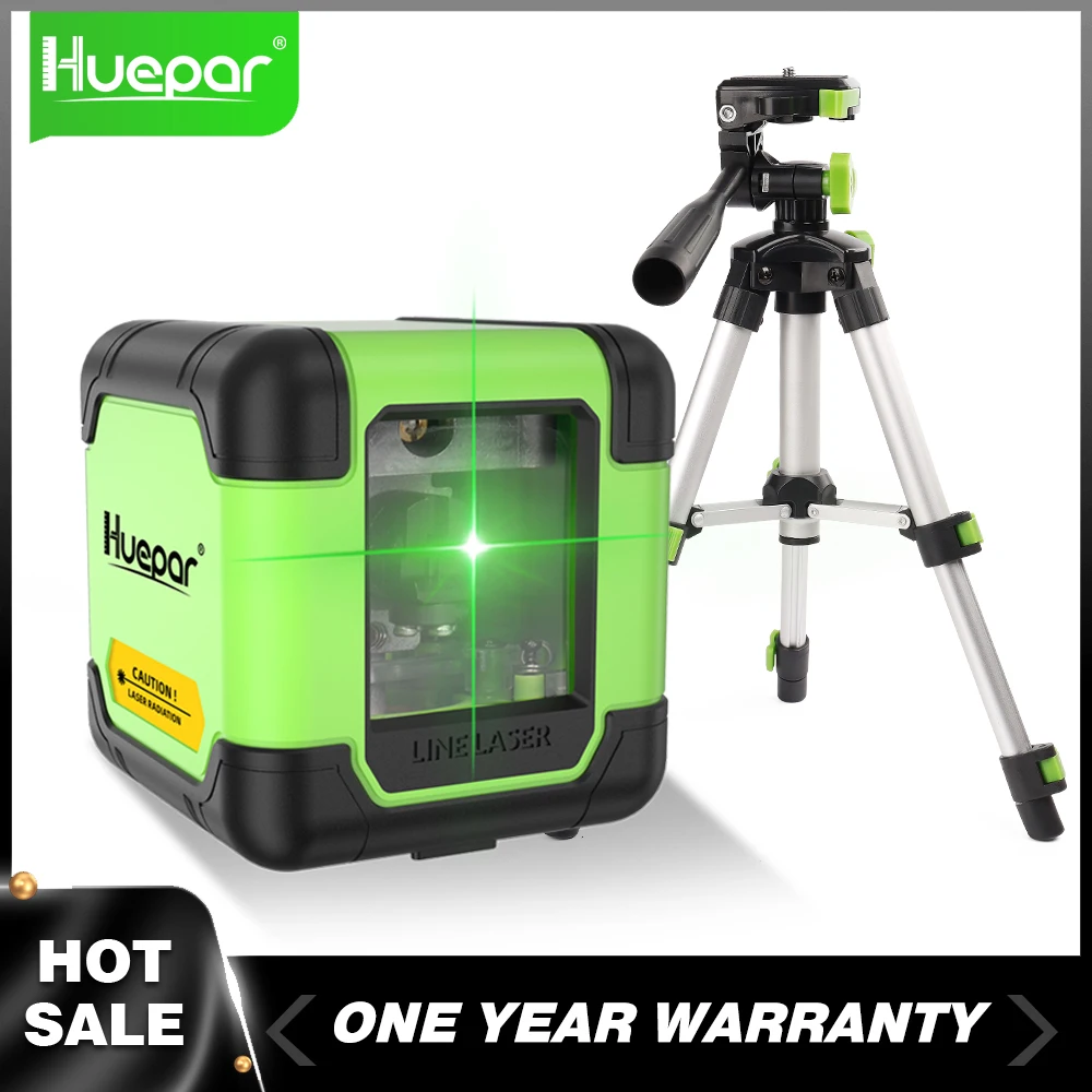 Huepar A011G 2 Lines Laser Level Green Beam Self-Leveling Cross Line Laser Level Tool Set With Osram Diode And Tripod