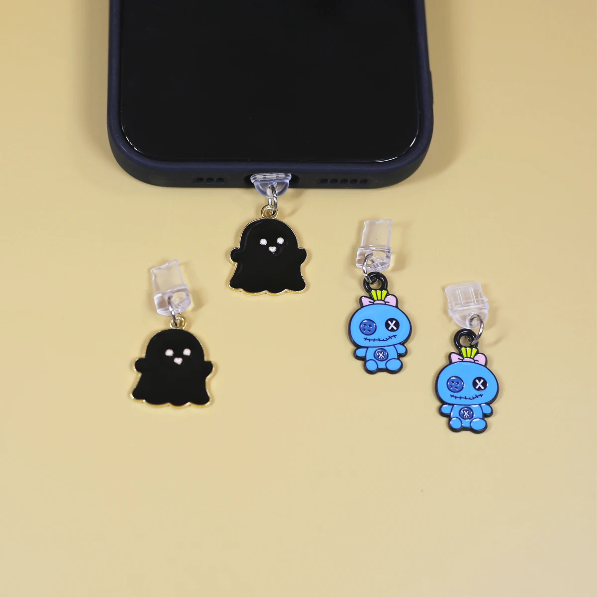 Halloween phone dustproof plug small monster ghost phone accessory pendant for iPhone/for Samsung Type-C port metal pendant