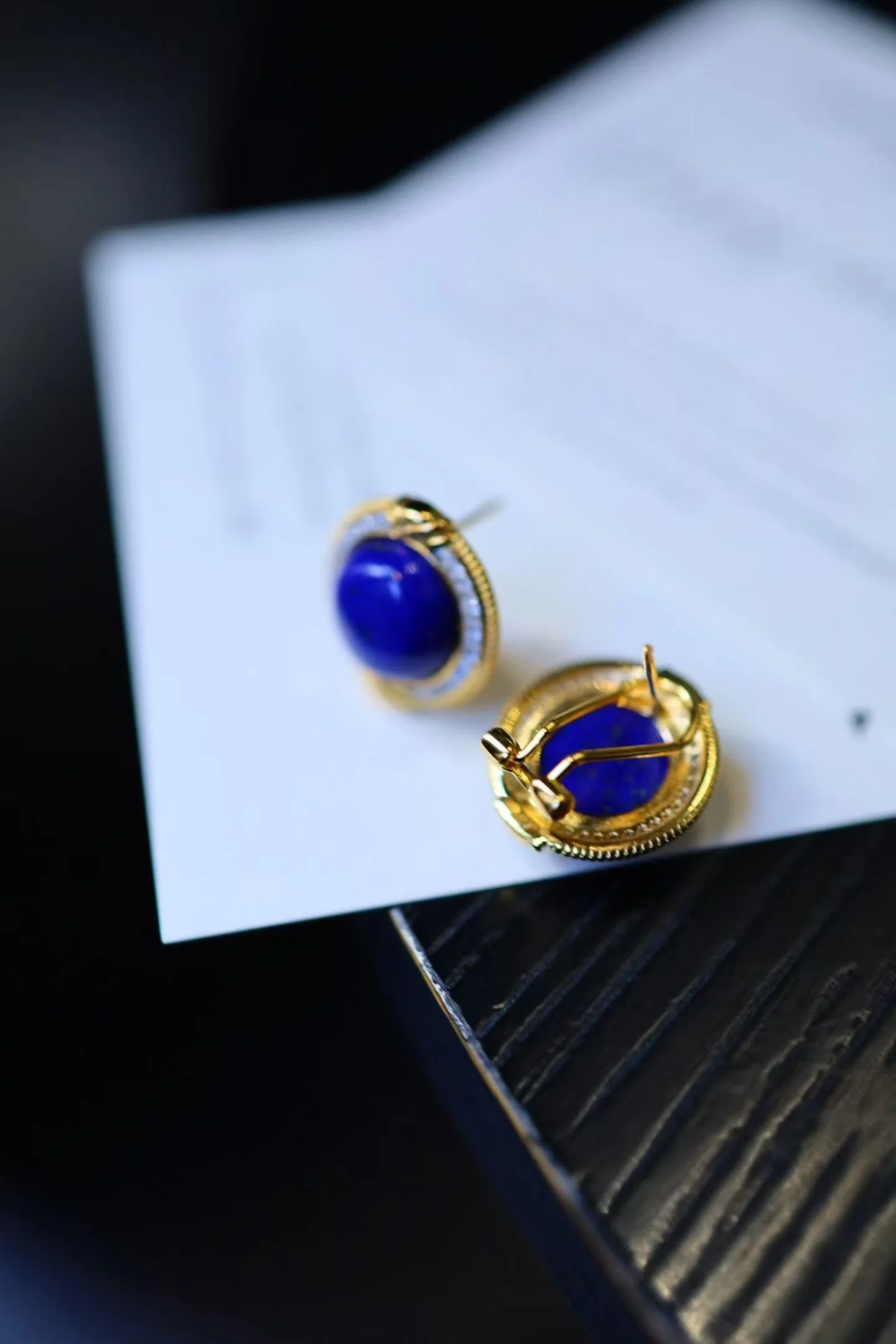 Certificate 925 Silver Natural Blue Lapis Lazuli 5A Cubic Zirconia Round Stud Buckle Earring Authentic Gemstone Women Adornment