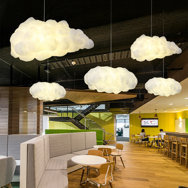 Nordic Simulation Cloud Pendant Light For Living Room Restaurant Kids  Silk Cotton Led Indoor Decor Lighting