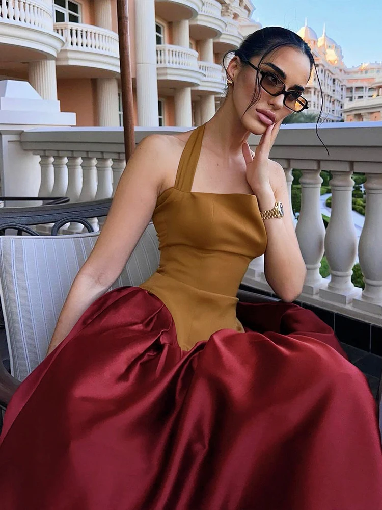 غريب دفع ريترو المحكمة Sle اللون بلو ني معلقة الدكتور المرأة التخسيس الخصر ألف خط تنورة طويلة الدكتور الفرنسية Sle عالية الخصر #3