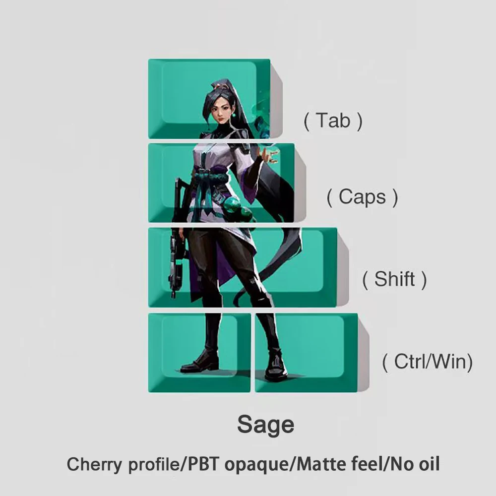 

5 Key/set Keycaps VALORANT Sage Jett Clove Frieren Key Caps Tab Shift Ctrl Win Keycap Elaina Cherry Profile PBT Dye Subbed Anime