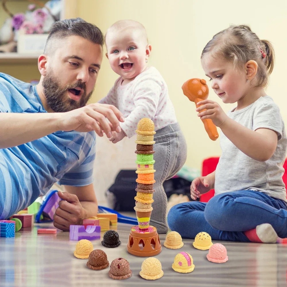 Food Kitchen Toy Ice Cream Stack Up Play Kids Pretend Play Toys Children Simulation Educational Toys For Baby Gifts