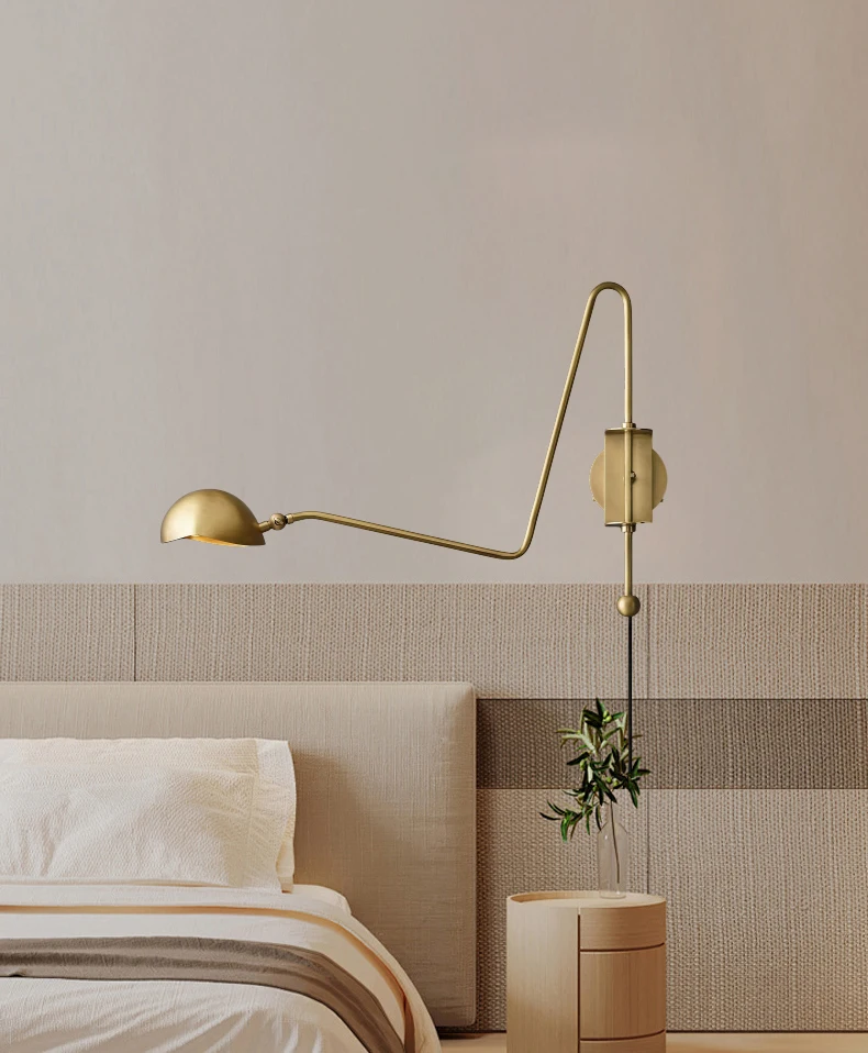 American Copper Wall Light Gold Black Plug Adapter