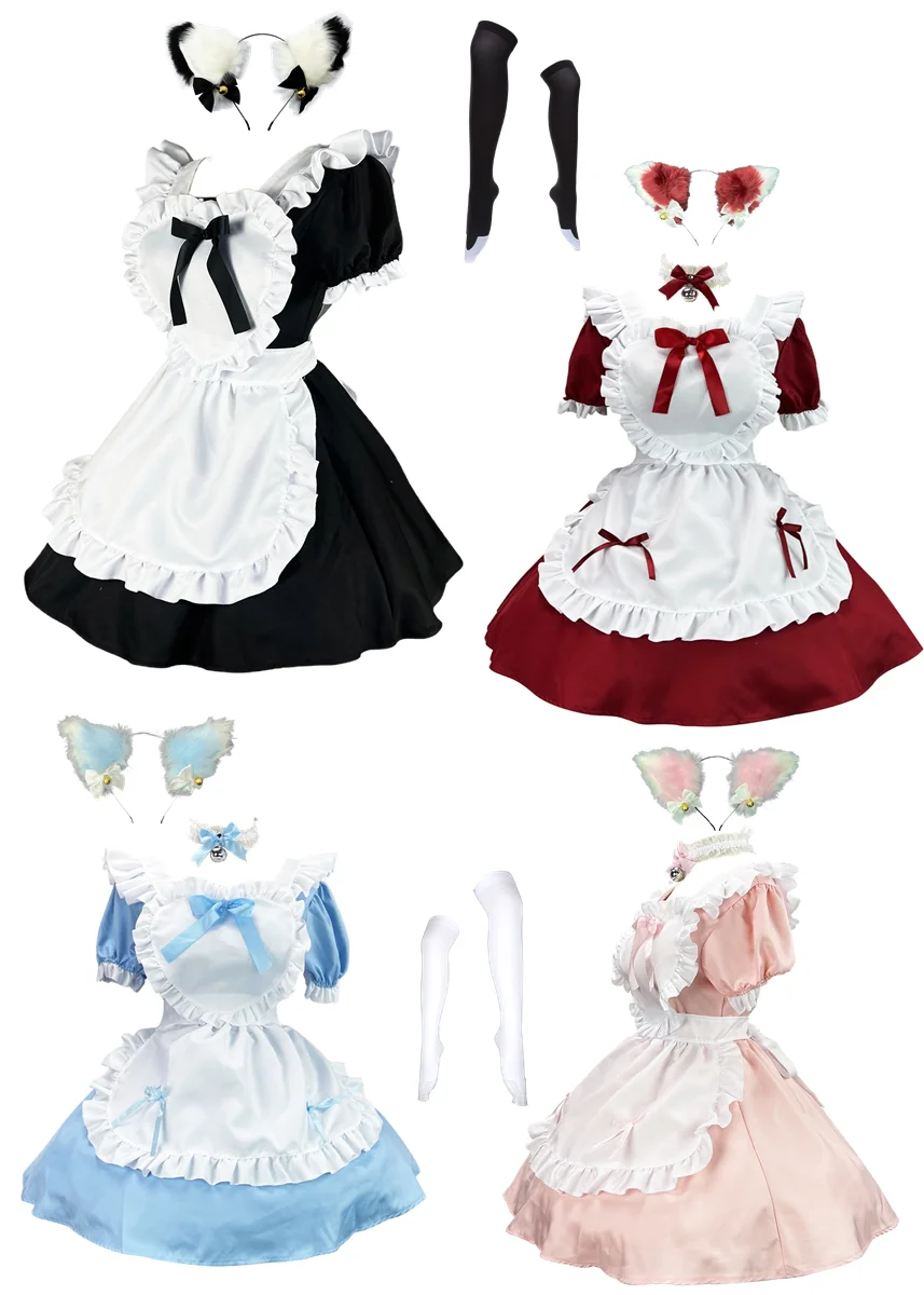 

Anime Cosplay Japanese Maid Dress Uniform Lady's Lolita Dress Halloween Costume