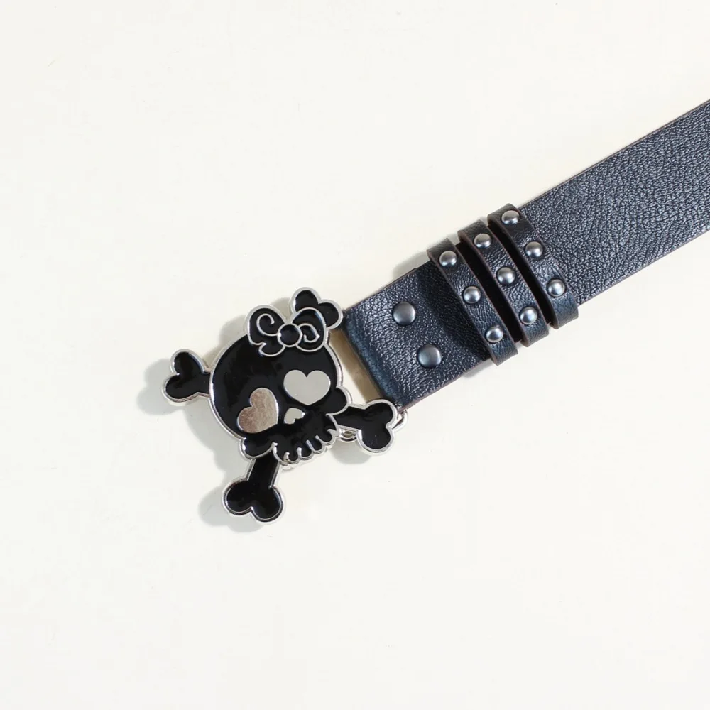 Cinture punk di design per donna Marchio di lusso di alta qualità Fibbia con teschio Vita unisex Cintura da uomo nera da strada Cintura per jeans Y2K