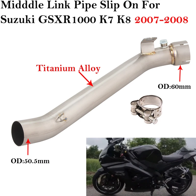 

Titanium Alloy For Suzuki GSXR1000 GSX-R1000 GSXR 1000 K7 K8 2007 2008 Motorcycle Exhaus Escape Muffler Middle Connect Link Pipe