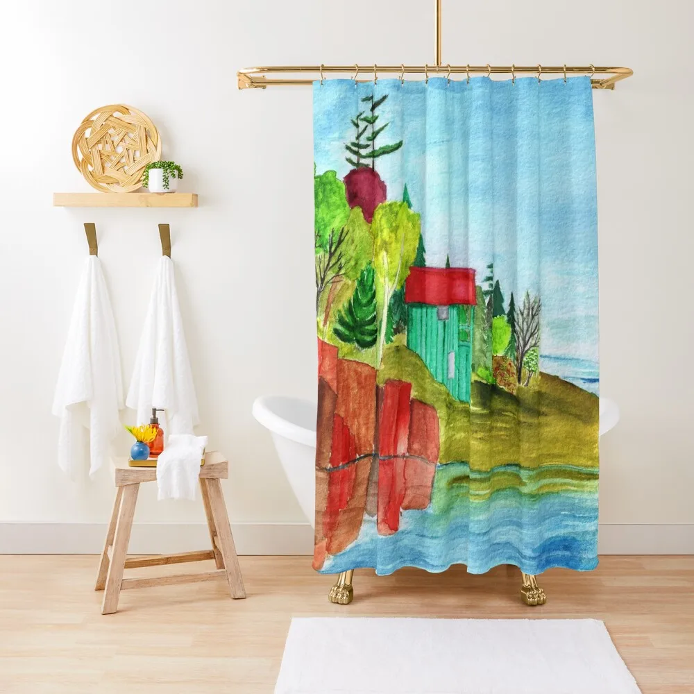 

Cottage on the lake Shower Curtain Shower Set Shower For Bathroom Set Bathroom Accessories Curtain