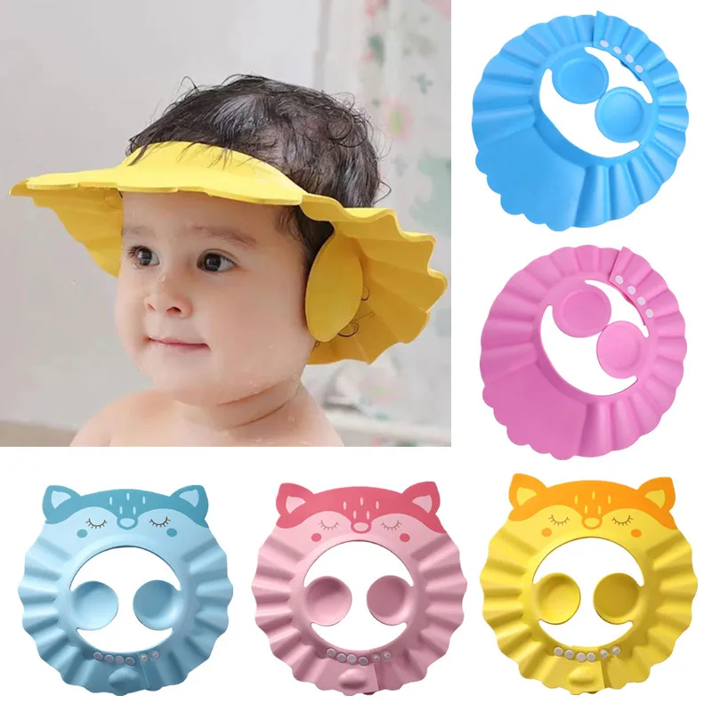 Adjustable Baby Shower Cap Soft Visor Kids Hair Wash Bath Hat Safe Waterproof Splash Ear Eye Protection Boys Girls Shampoo Cover