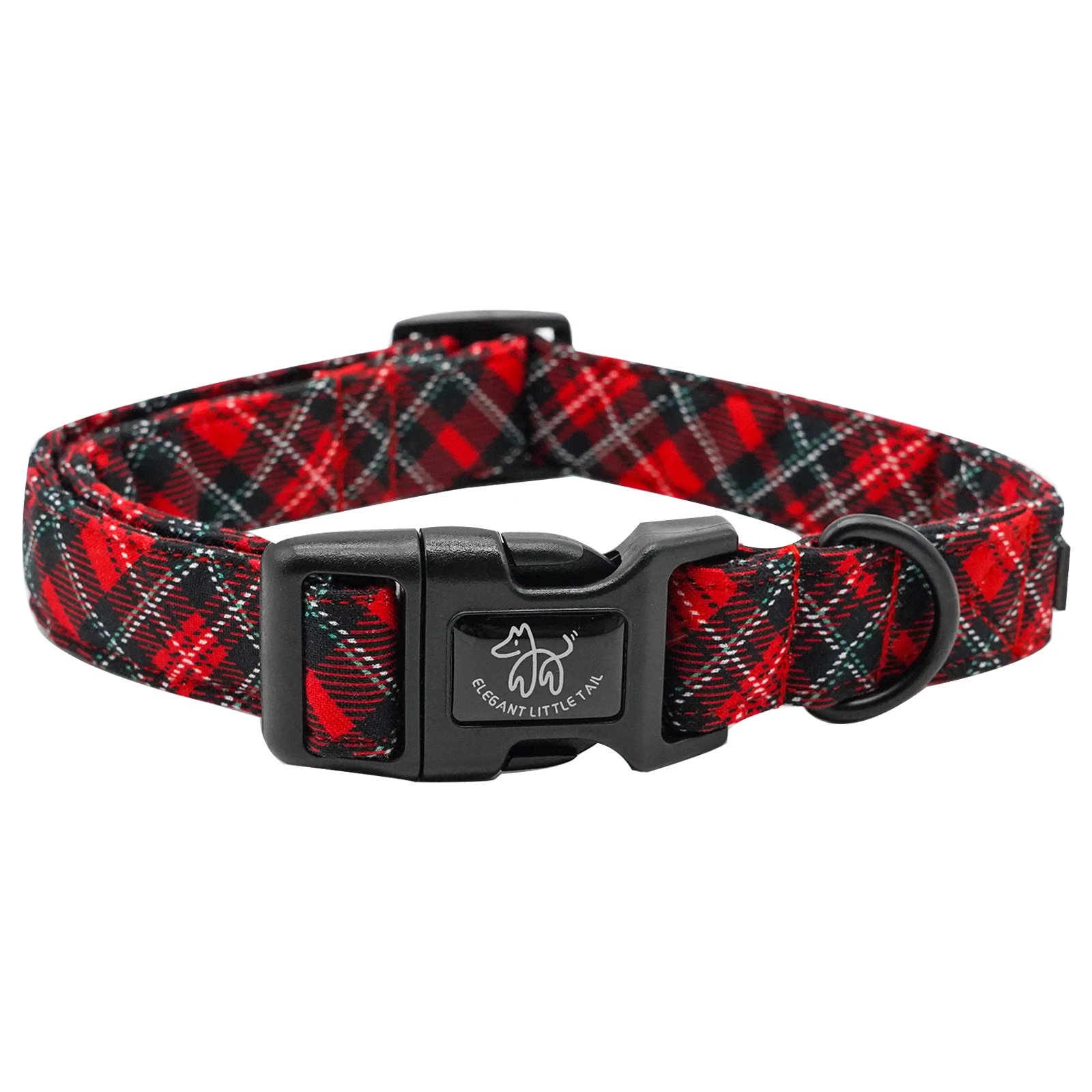 Elegant little tail Christmas Dog Collar, Red Plaid Pet Collar Dog Durable Dog Collars Girl or Boy Holiday Pet Gift Adjustable