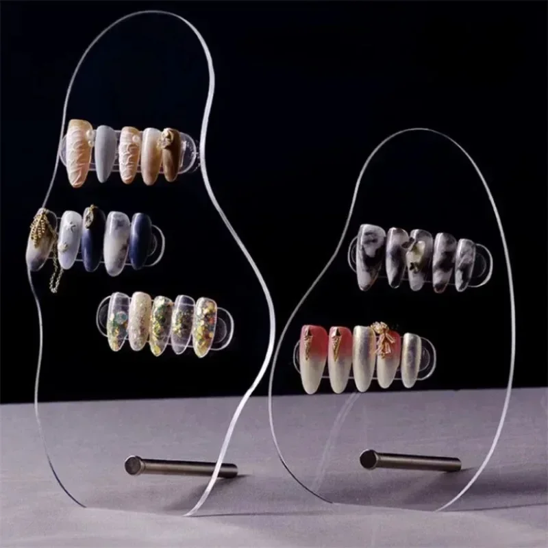 1 Uds. Tablero de exhibición de puntas postizas acrílicas irregulares para decoración de uñas, soporte de exhibición transparente para esmalte de uñas en Gel, estante de muestra para manicura