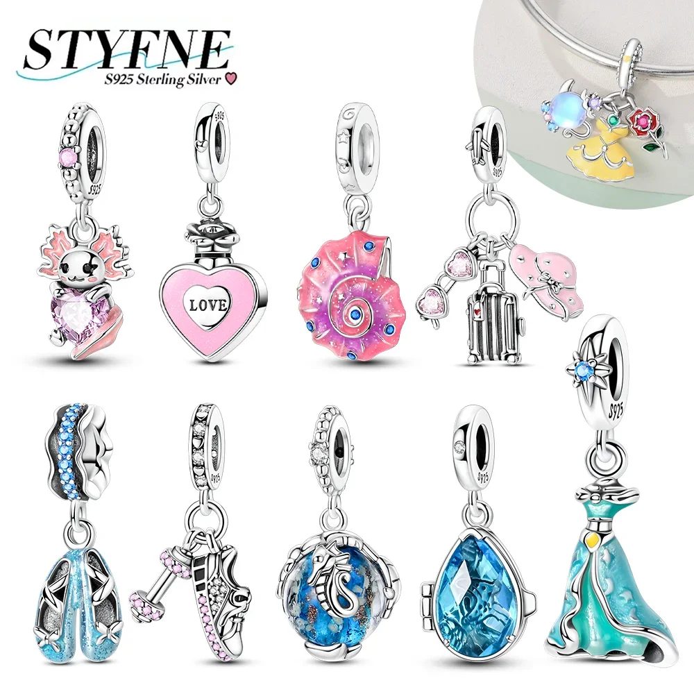 

Оригинальные подвески из стерлингового серебра 925, бусины, балетки принцессы, звездное небо, сердце, любовь, кулон, подходит для браслета, подвески «сделай сам» для женщин