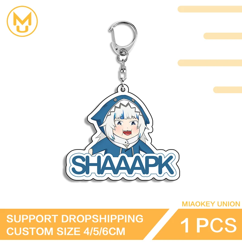 Interesting Gawr Gura Vtuber Creative Double Sided Key Chains Transparent Premium Versatile Fashionable Props Back To School