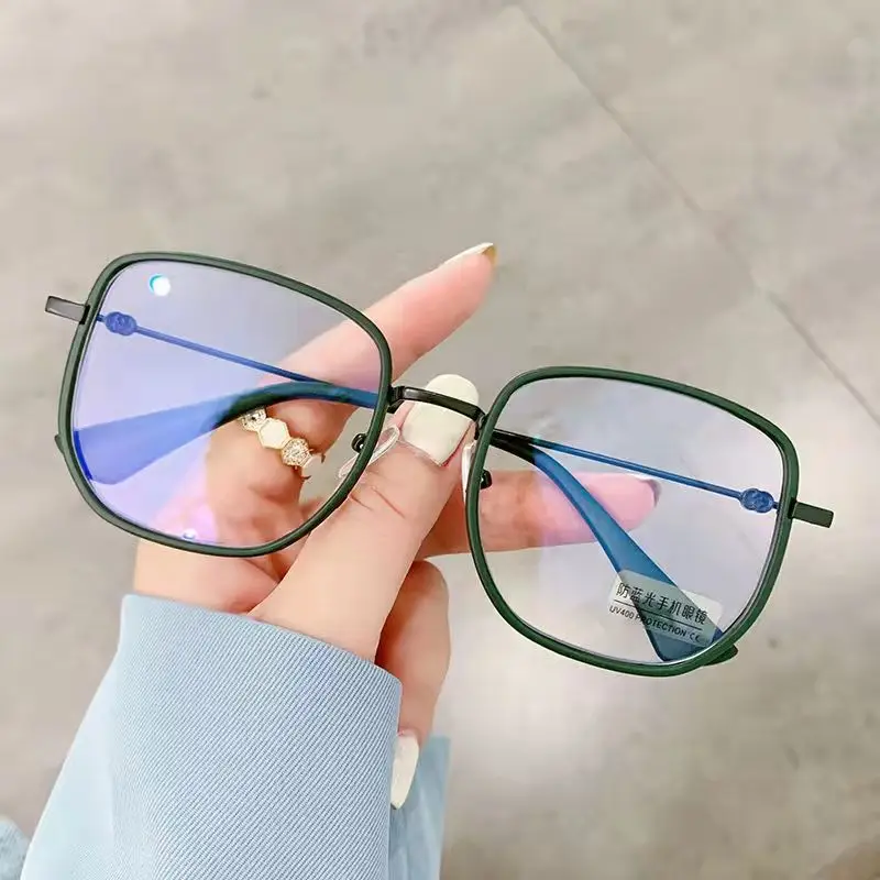 Fashion Metal Spectacles Clear Glasses Square Transparent Lens Eyeglasses Unisex Anti Blue Light Glasses Eyewear