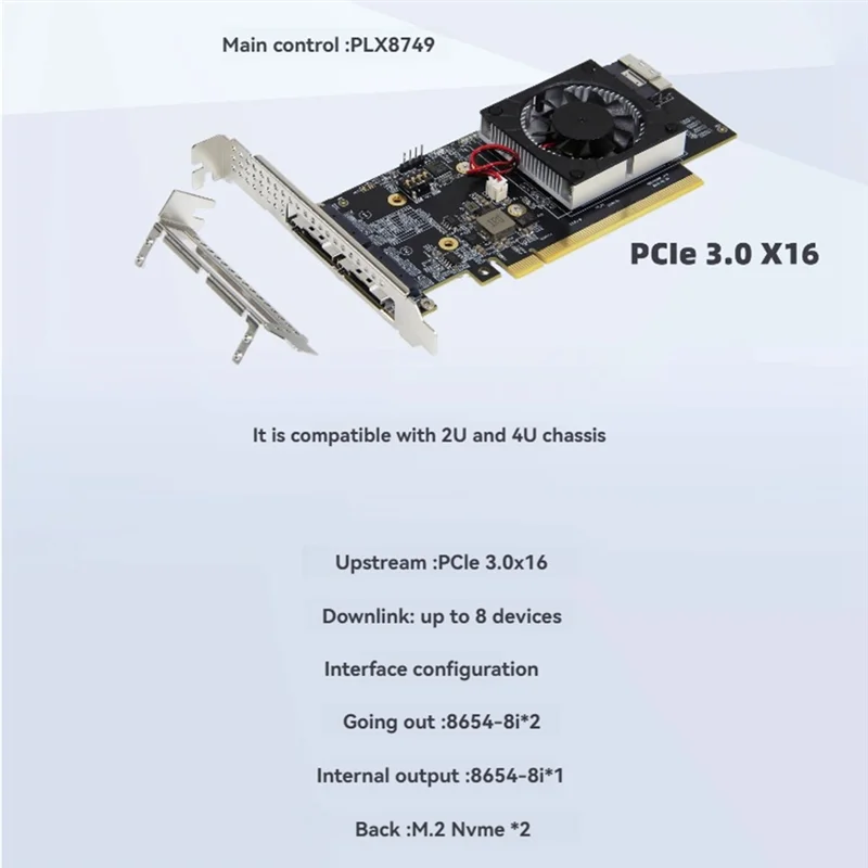 

Upgraded M. 2 NVME SSD Expansion Card Pcie 3.0 X16 Expansion Card PLX8749 Split-Free Compatibility External Graphics Card