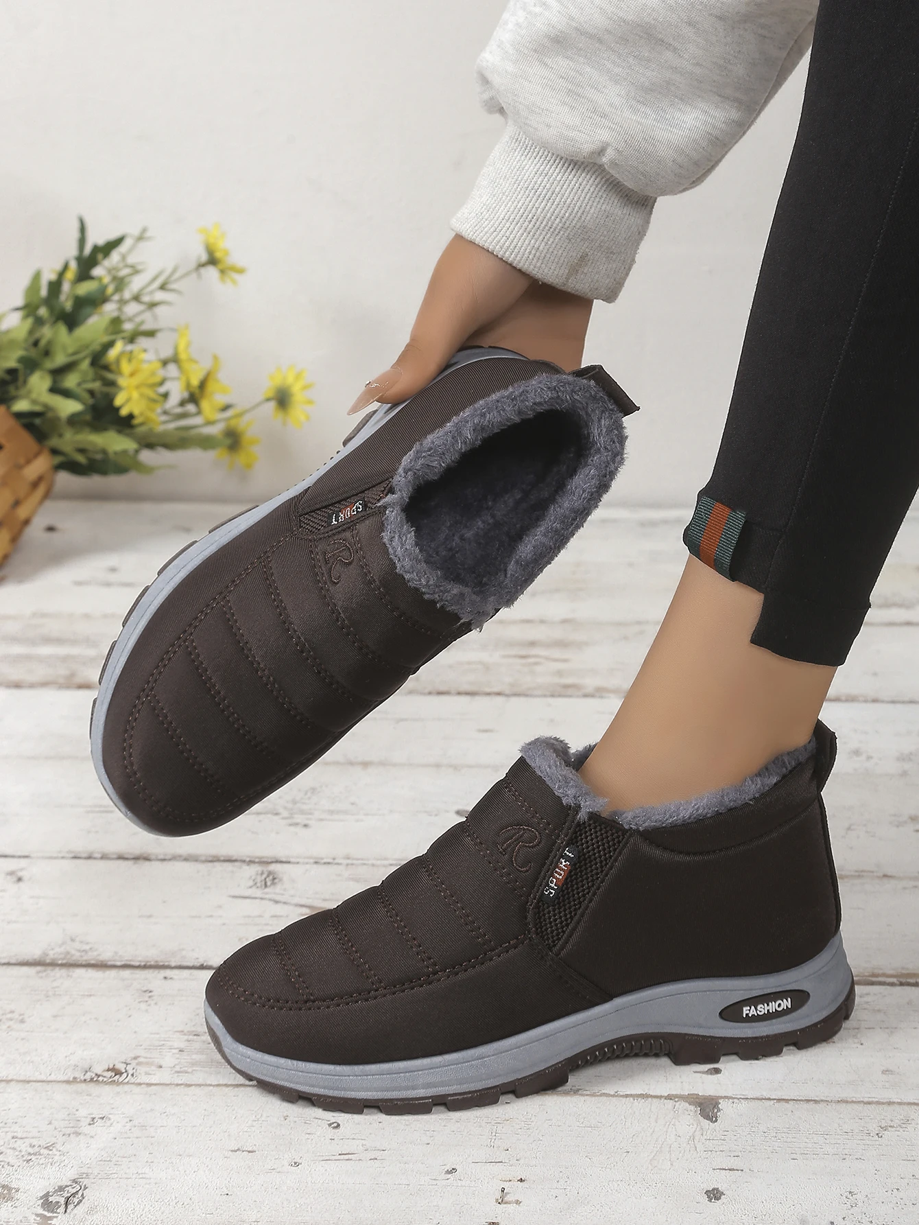 Paar-Schuhe, Freizeitschuhe für Damen und Herren, warm, mit Fleece gefüttert, verstärkt, rutschfest, leichte Schneestiefel mit kostenlosem Versand. – Detail 23