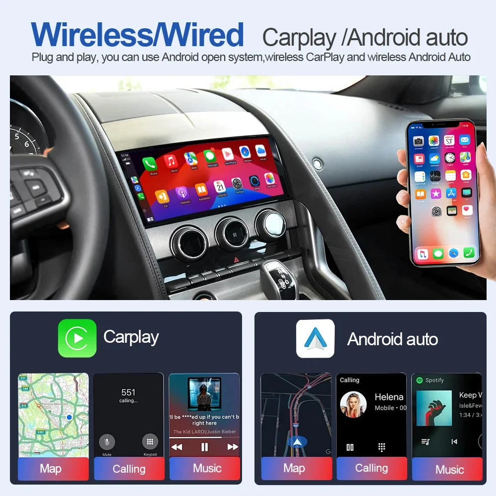 10.25 Inch Car Radio For Jaguar F-Type 2013-2018 Wireless CarPlay Android Auto GPS Navigation Touch Screen Bluetooth Multimedia