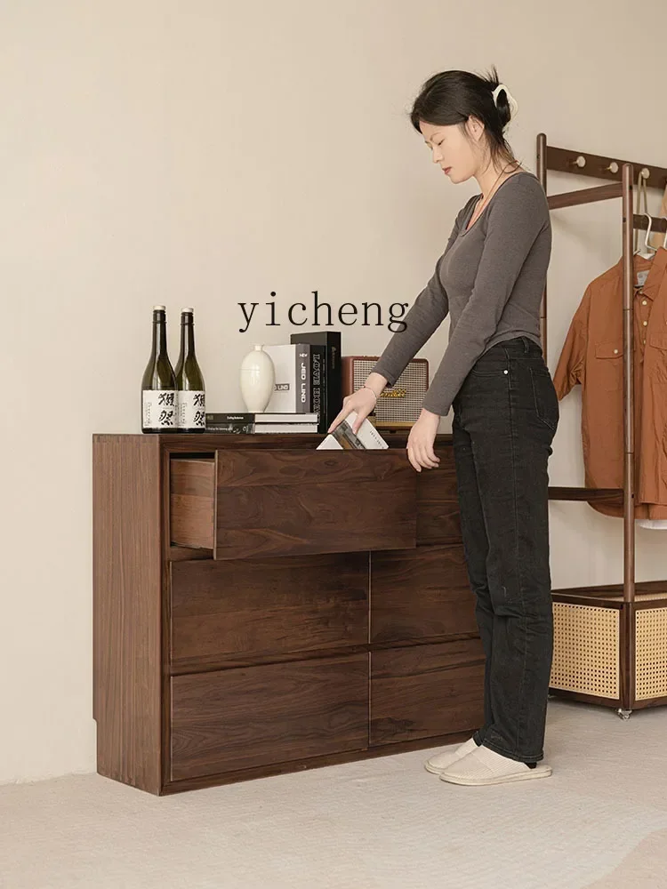 a1 six-chest cabinet cherry wood ultra-narrow bedside cabinet modern simple bedroom drawer locker log home decor
