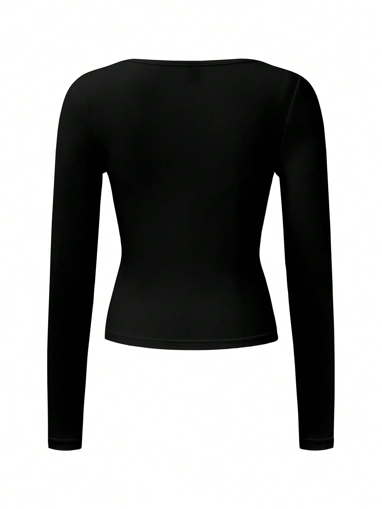 Minimalistisches Crop-Top mit quadratischem Ausschnitt und langen Ärmeln für Damen, weich, dehnbar, schmal geschnitten, gerafft, einfarbig, schlicht, elegant, zum Schichten, figurbetont, für den Alltag und die Straße – Detail 17
