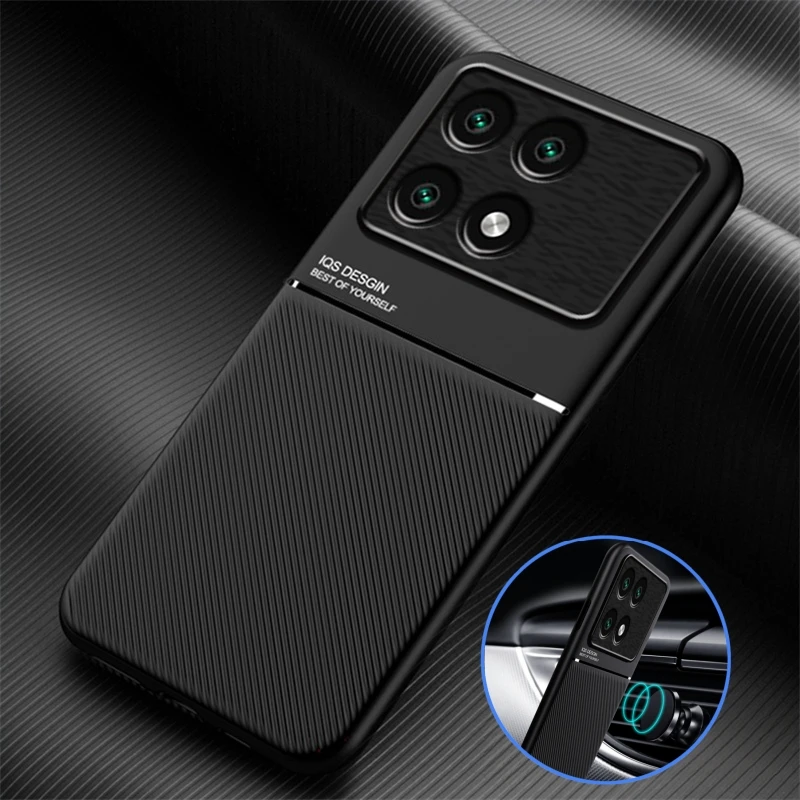 For Xiaomi Poco F6 Pro 5G Case Car Magnetic Holder Leather Back Cover For Poko Little F 6 Pro F6Pro PocoF6Pro TPU Protect Coque