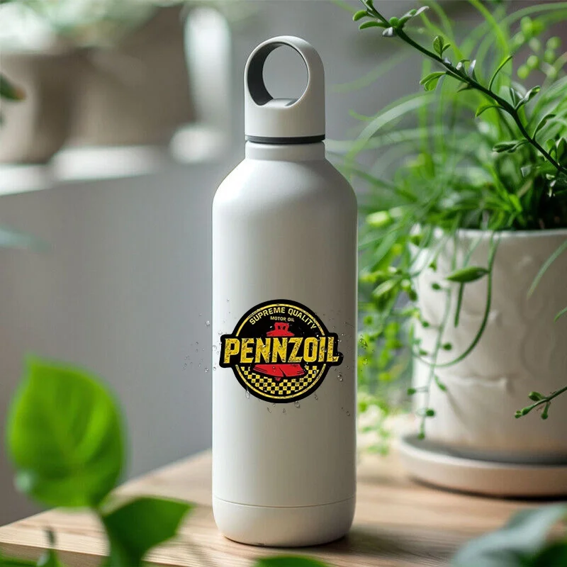 4 قطع من ملصقات شعار زيت السباق العتيق Pennzoil، ملصقات ديكور للسيارات والدراجات النارية على طراز الرسوم المتحركة #3
