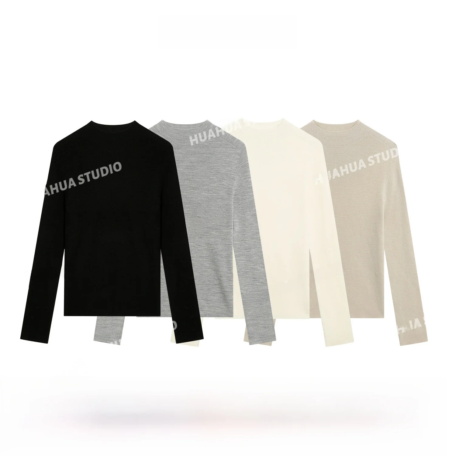 

Женский топ HuaHua 00 из шерстяного трикотажа с высоким воротником, облегающий, повседневный, мягкий, теплый, с длинным рукавом