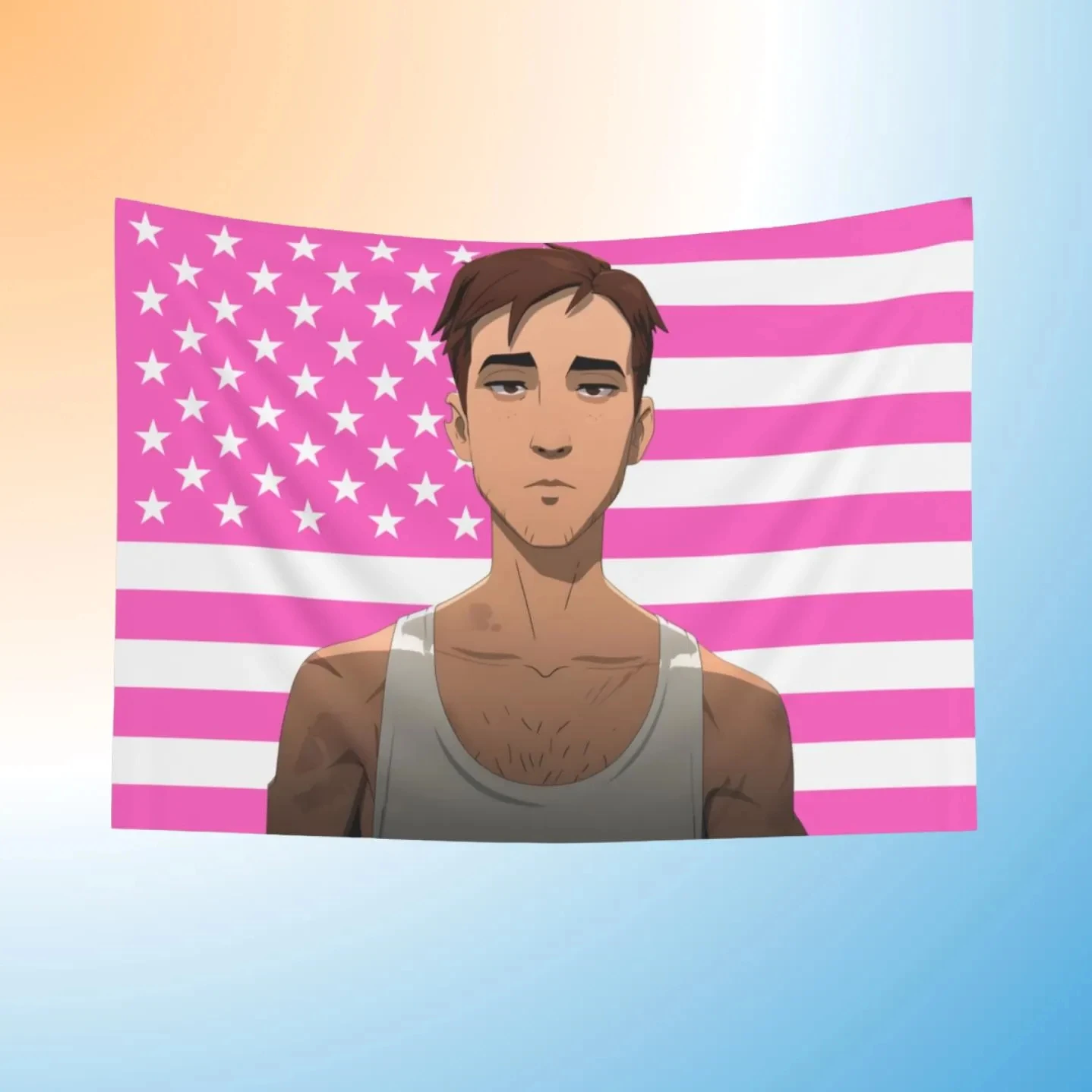 جديد روبرت روبرتسون سماعة الرأس العلم ميكا رجل داخلي جدار نسيج ميكا رجل إرسال العلم الوردي #2