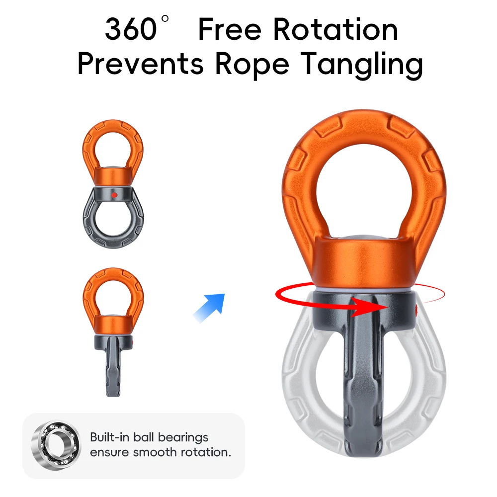 30KN Outdoor Rock Climbing Carabiner Swivel Connector Universal Gimbal Ring Yoga Swing Hammock Rope Swivel Rotational Connector view 5