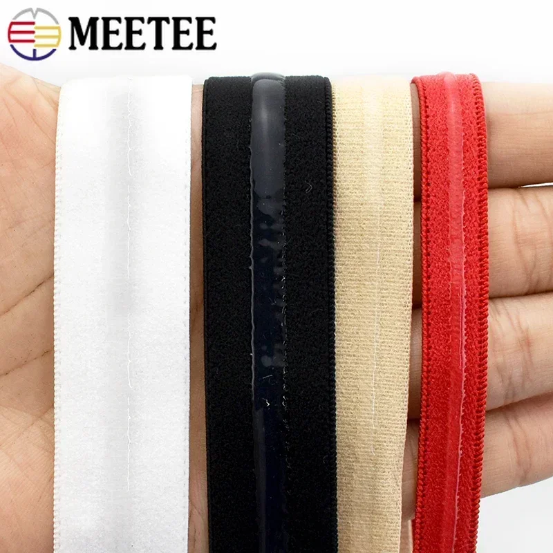 5/10/20M Meetee 8-25mm Silicone Elastic Band for Underwear Non-slip Ribbon Garment Rubber Webbing Tapes DIY Sewing Accessories