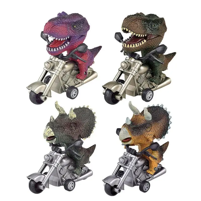 Simulação dinossauro motocicleta brinquedos modelo animal puxar para trás carro brinquedo movido a motor brinquedos crianças festival presente