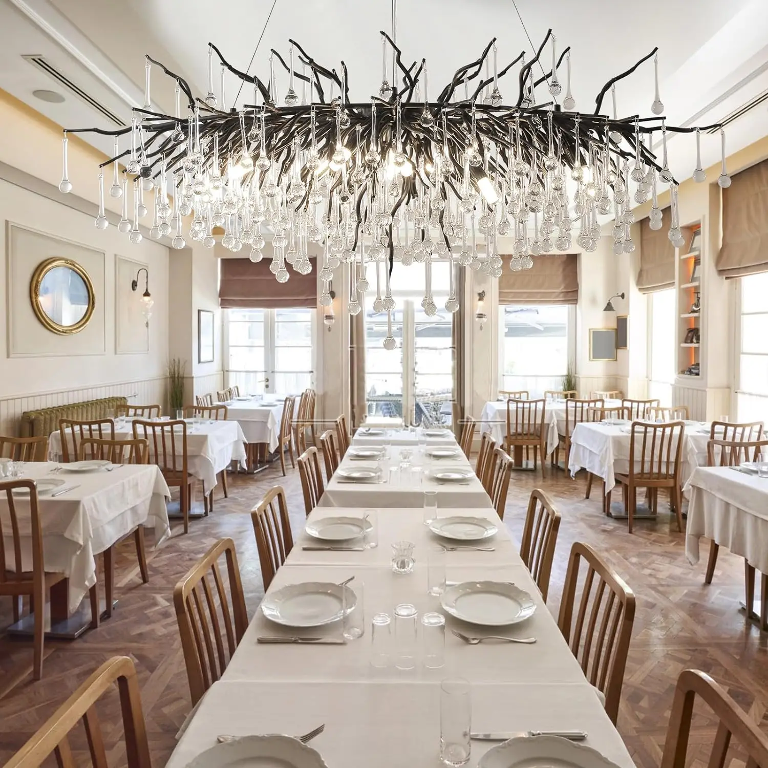 Luxe Gouden Kristallen Kroonluchter Voor Eettafel Woonkamer Slaapkamer Kristallen Boomtak Lange Kroonluchters Hangende Kroonluchter