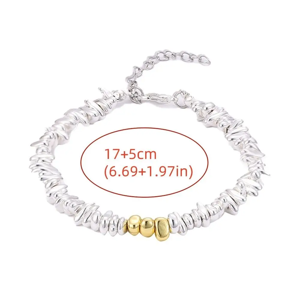 سوار فضي وذهبي اللون مضاد للكهرباء الساكنة قابل للتعديل غير منتظم مطلي بالهيماتيت سوار عتيق بسيط