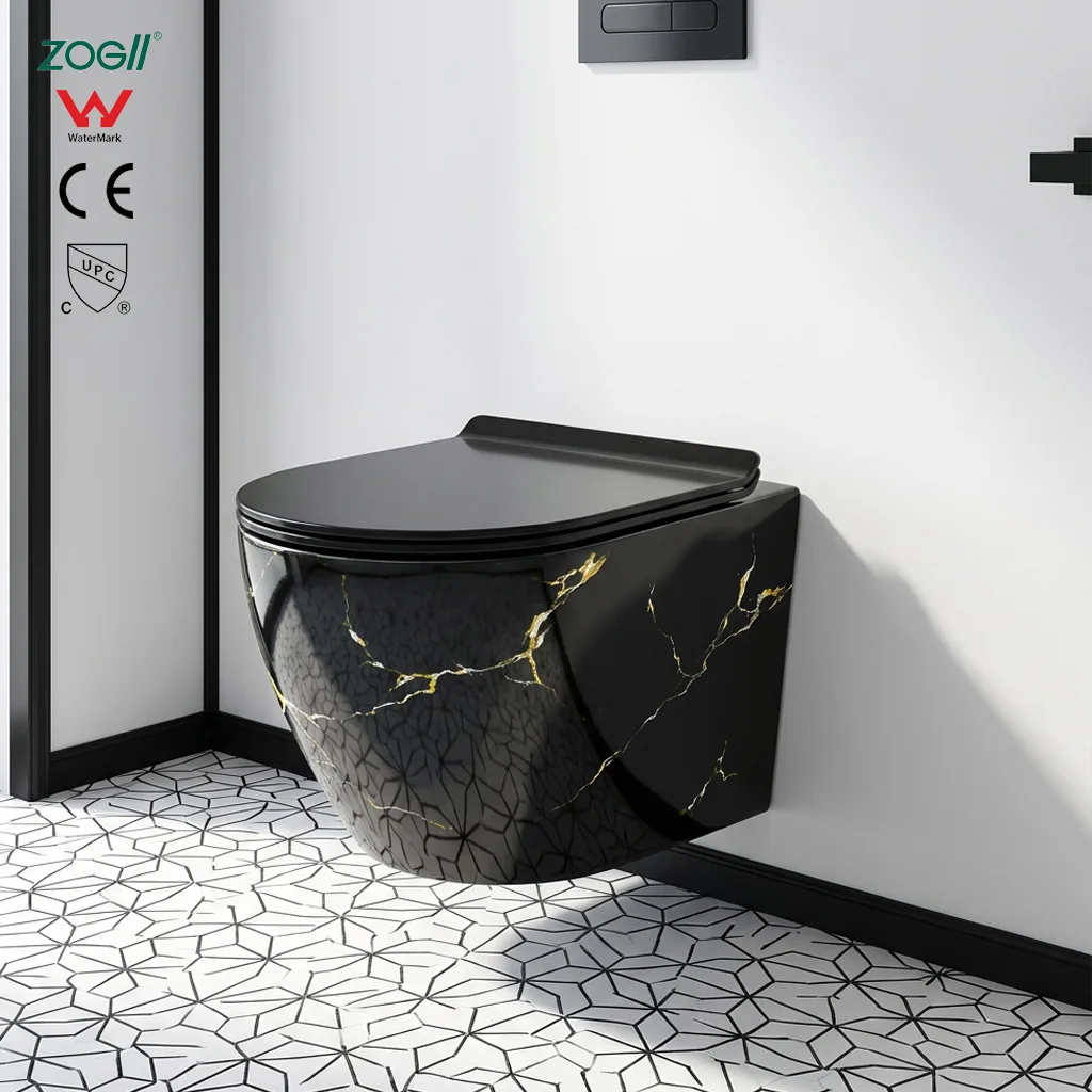 Toilet,ZOGII CE CUPC North America First Process Matt Black Rimless Wall Hung Toilet Ceramic Porcelain Wall Mounted Toilet For B