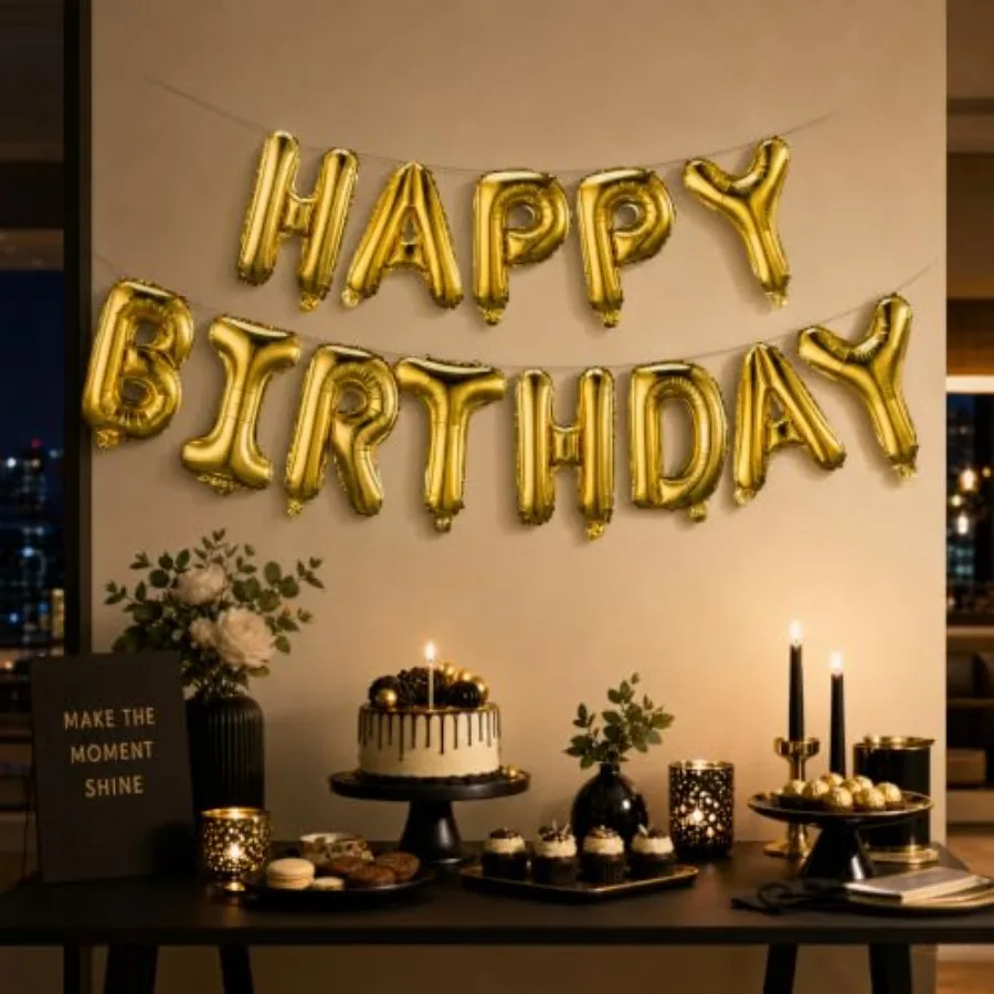 Happy Birthday Balloons Banner 16 Inch Mylar Foil Letters, Inflatable Party Decor and Birthday Decorations for Party Supplies view 3