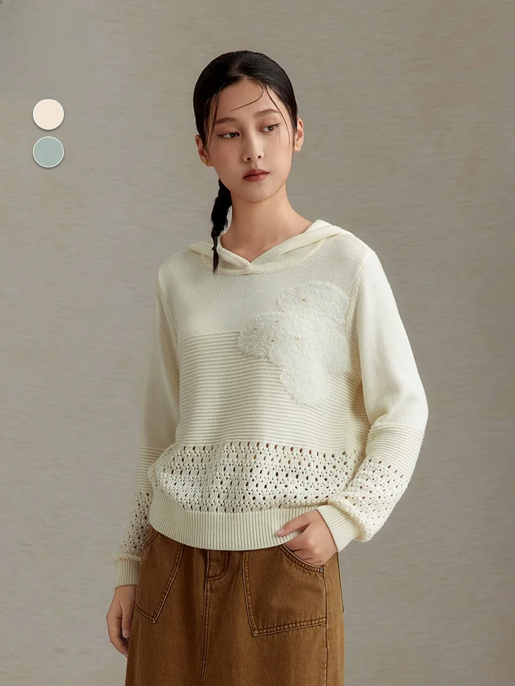 

Loose Style Women's Knitted Sweater Hollow out Long Sleeve Crew Neck Short Design Fashionable Casual Wear Polyester Nylon Woo...