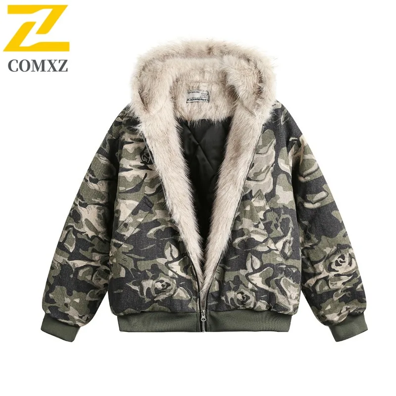 

COMXZ Men's Winter Jacket Camo Windproof Lightweight Street Look Ski Trip Padded Jacket Daily Outing Comfort Design Padding Coat