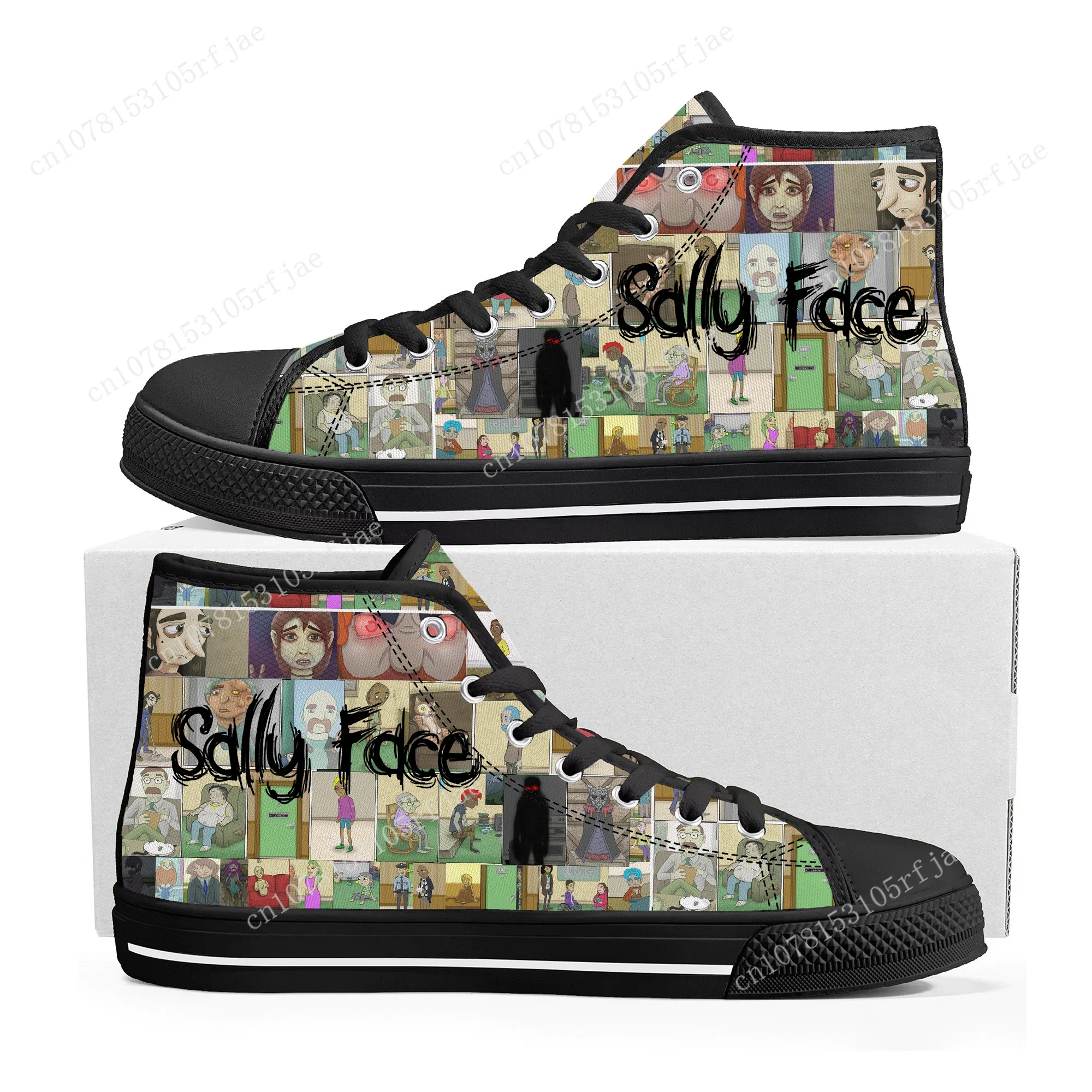 Sally Face High Top Sneakers Cartoon Game Mens Womens Teenager Fashion High Quality Canvas Sneaker Custom Built Couple Shoes