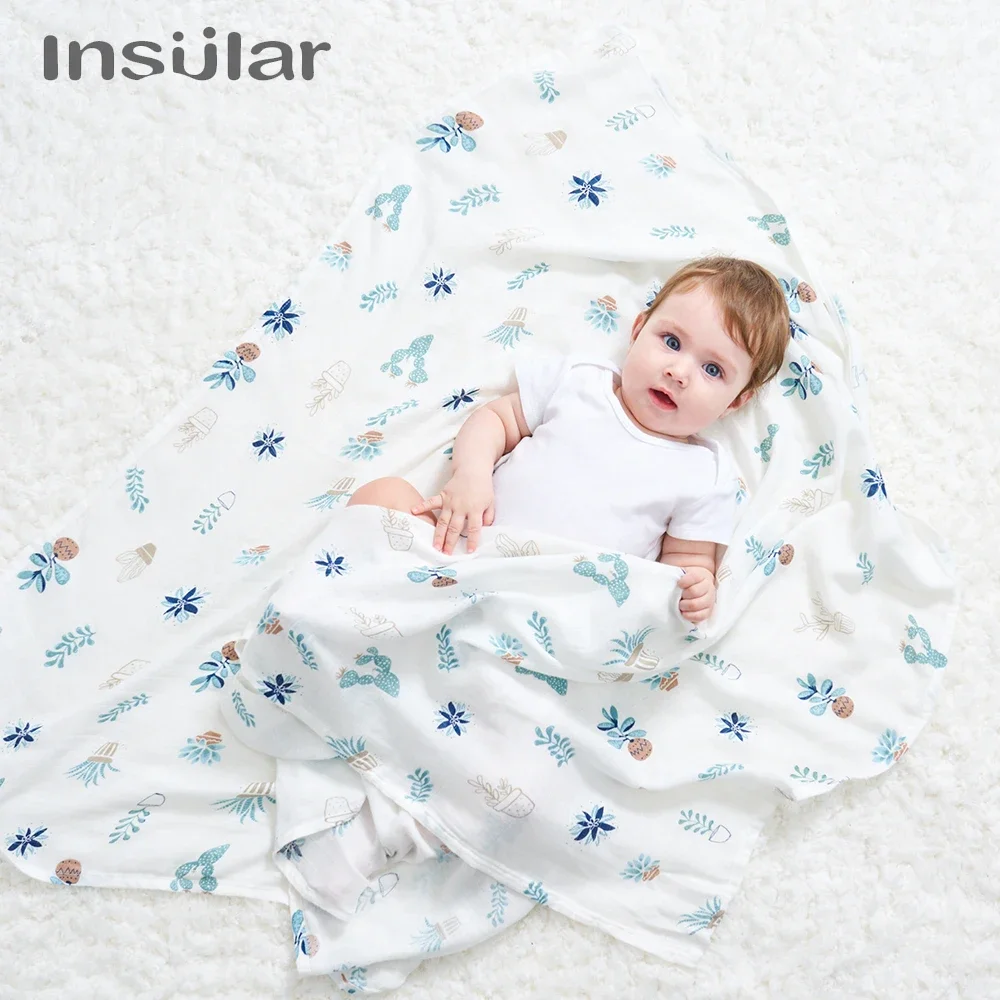 Insular Muslin Swaddle Blanket Cotton Baby Swaddles Newborn Blankets Bath Gauze Infant Wrap Sleep Sack Stroller Cover Play Mat