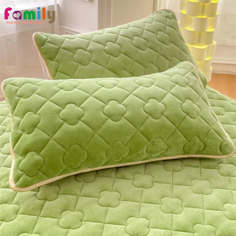 

Winter Milk Velvet Quilted Pillowcase Thickened Skin Friendly Pillow Cover Soft Sofa Cover Home Decor Bedding 2Pcs 48x74cm Blue