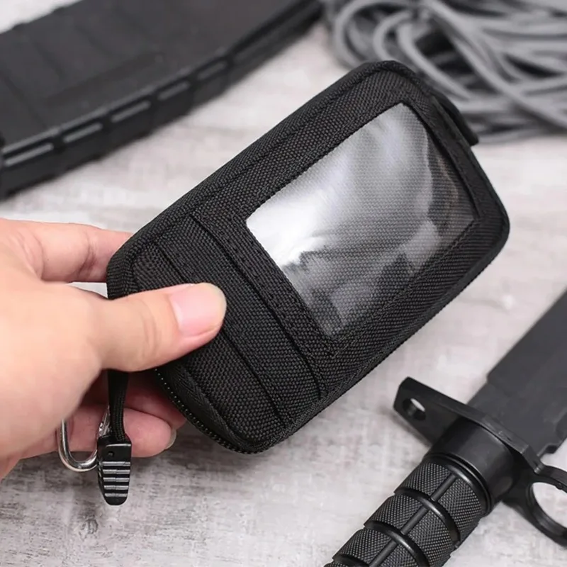 Bolsa Tática Impermeável para Camping EDC, Porta-Chaves, Porta-Moedas de Viagem com Slots para Cartões, Bolsa de Cintura com Zíper para Atividades ao Ar Livre